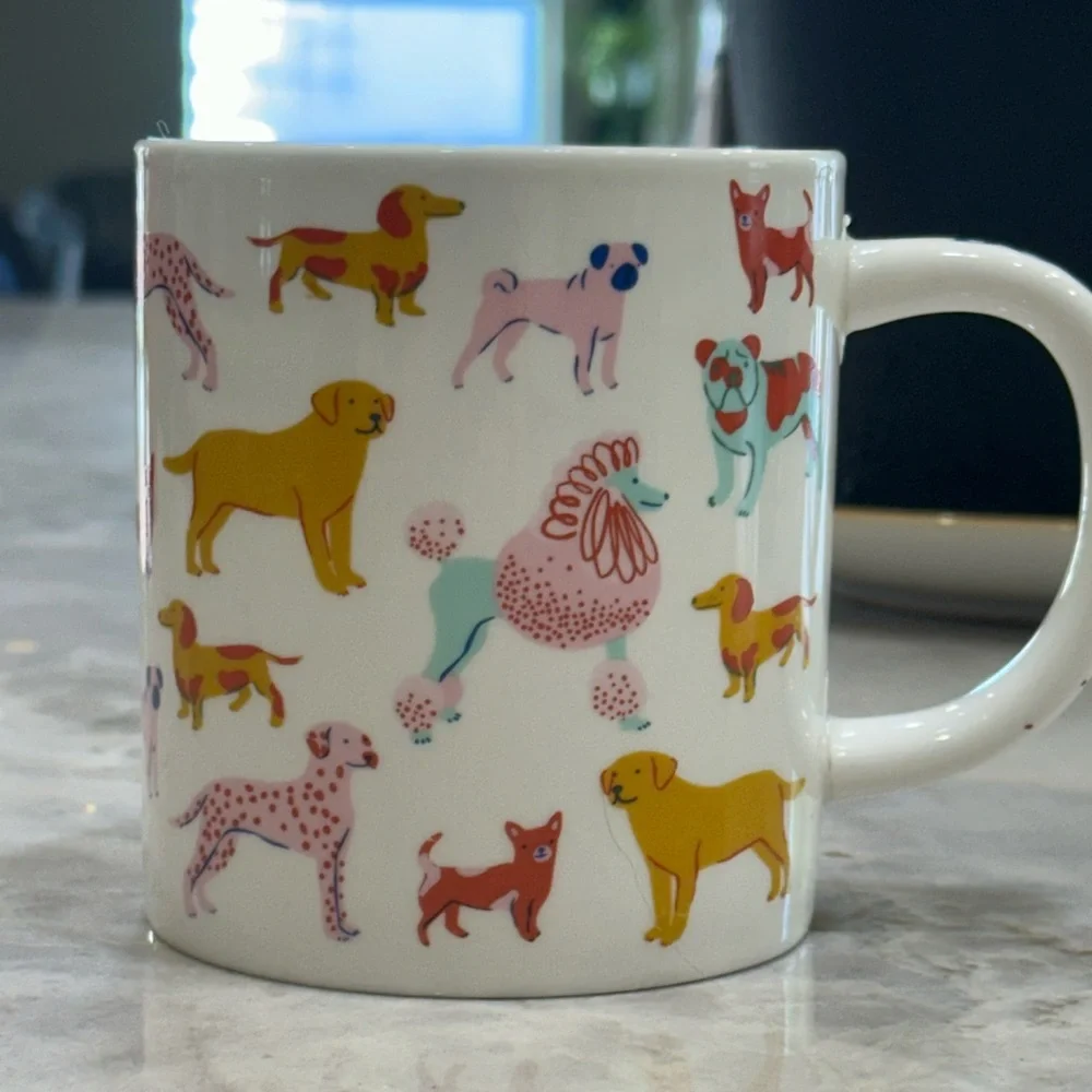 Park Lane White Ceramic Dog Pattern Mug with Multicolor Dogs